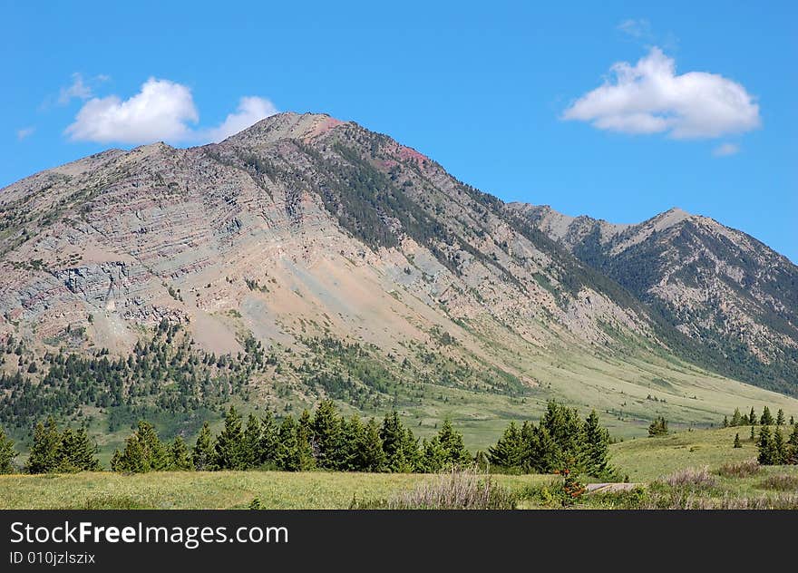 Mountains and meadows in waterton lake national park, canada