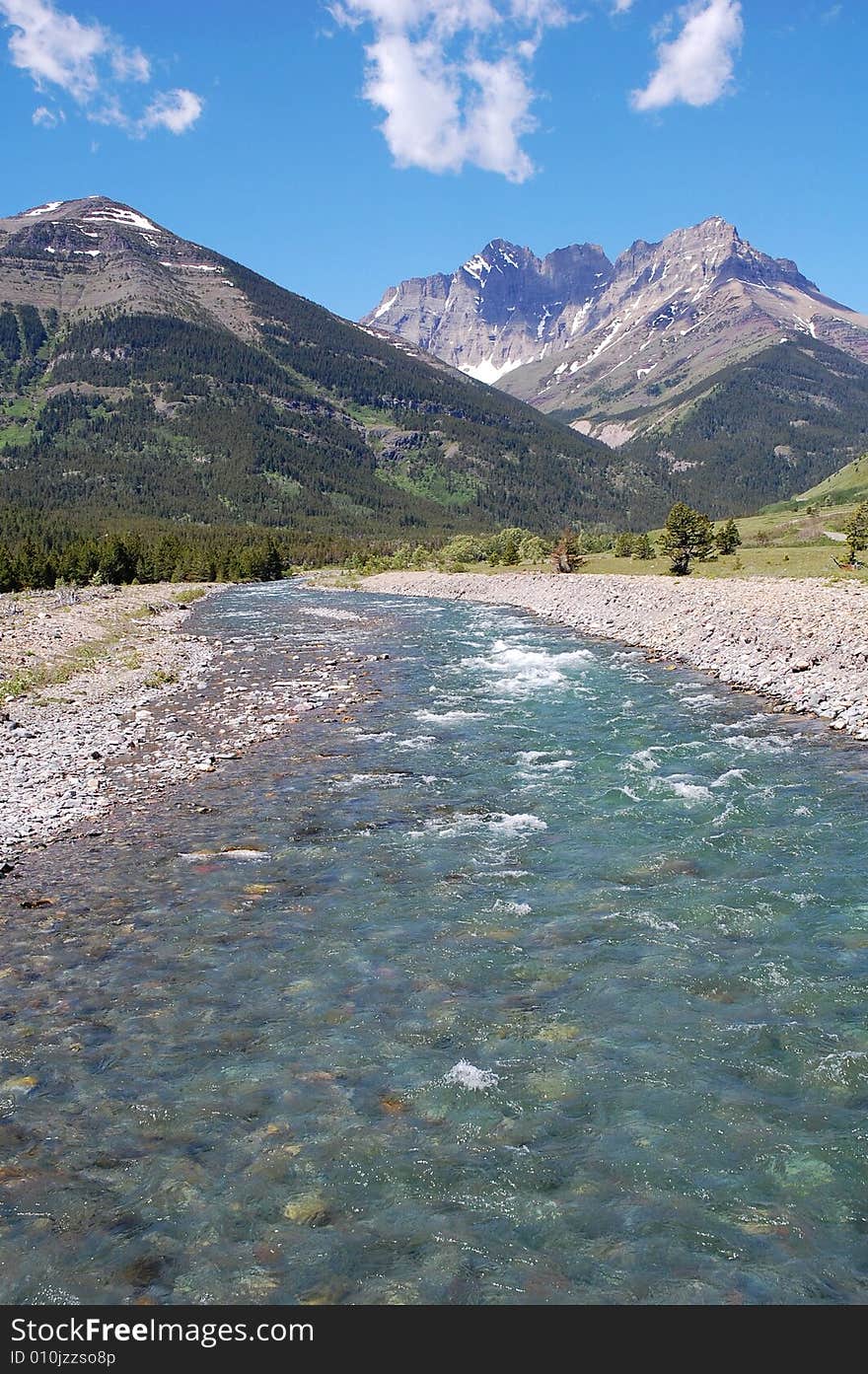 Riverbank and mountains