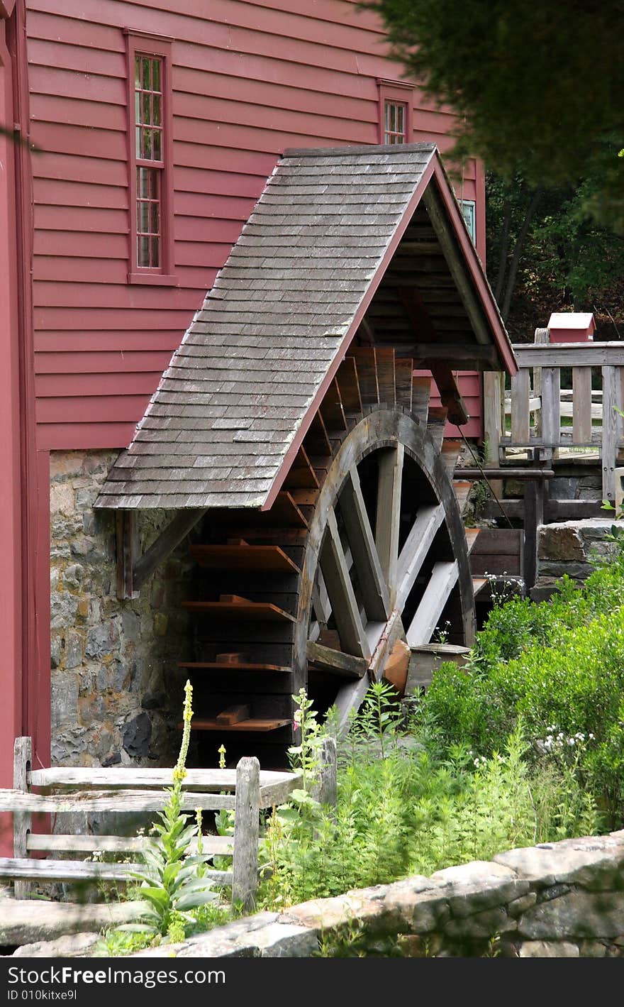 Water wheel for a maroon colored sawmill