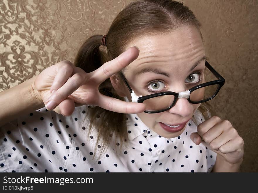 Cute Nerdy Girl Doing a Funny Dance