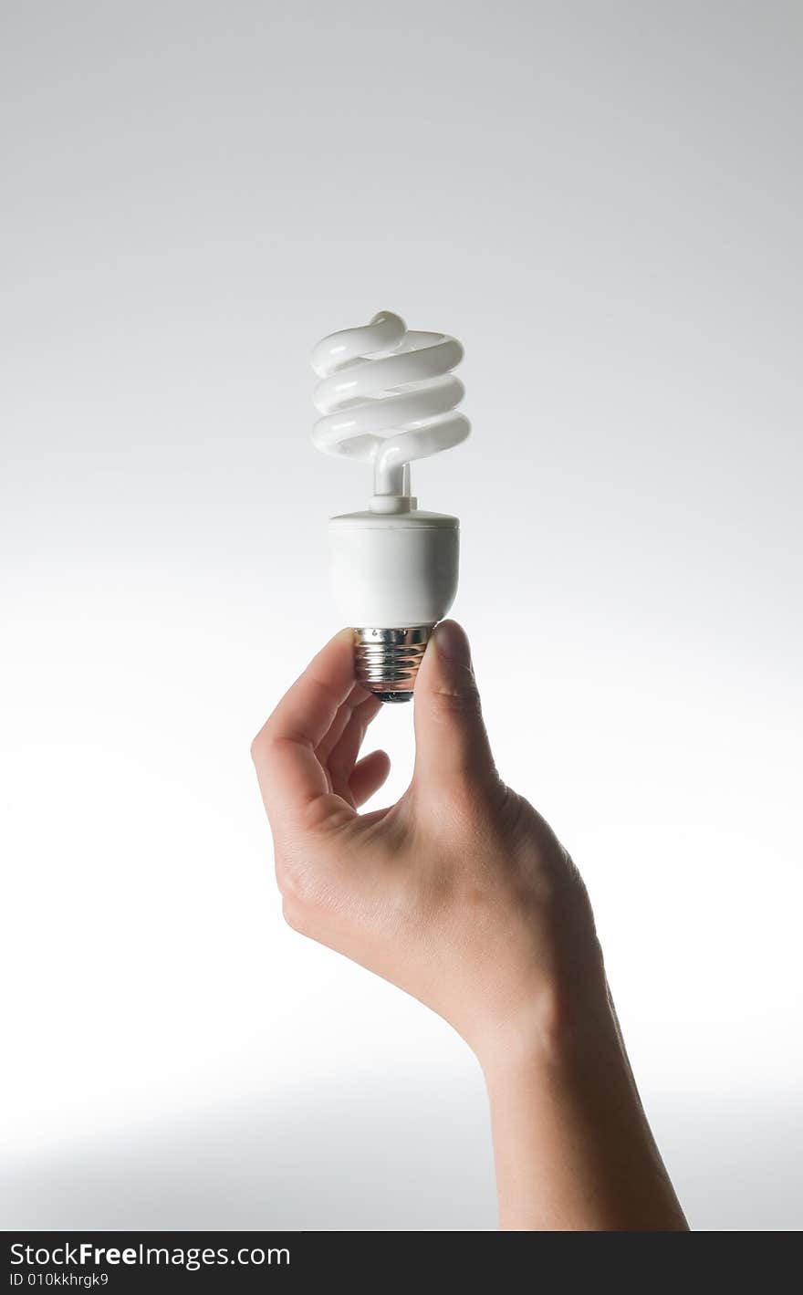 Hand holding an energy efficient light bulb