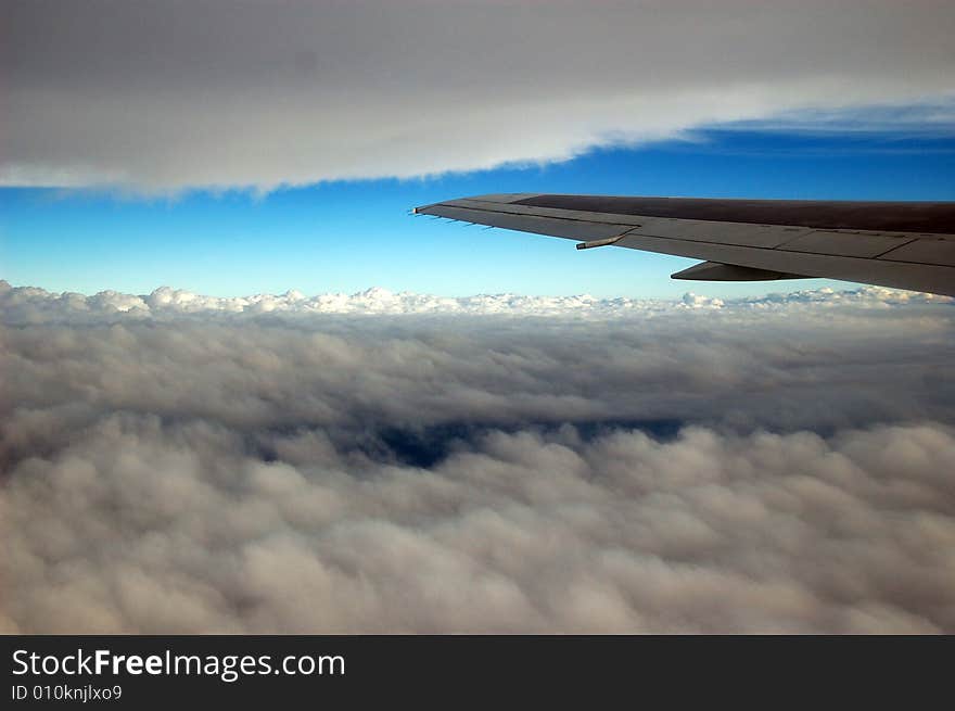 Flying between two levels of clouds. Flying between two levels of clouds