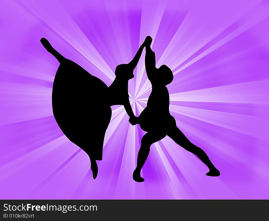 Couple dancing together on colorful background