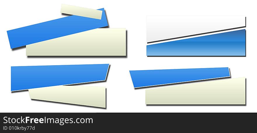 There are four different composition of banners. Blue and white rectangles, waiting for your text. There are four different composition of banners. Blue and white rectangles, waiting for your text.