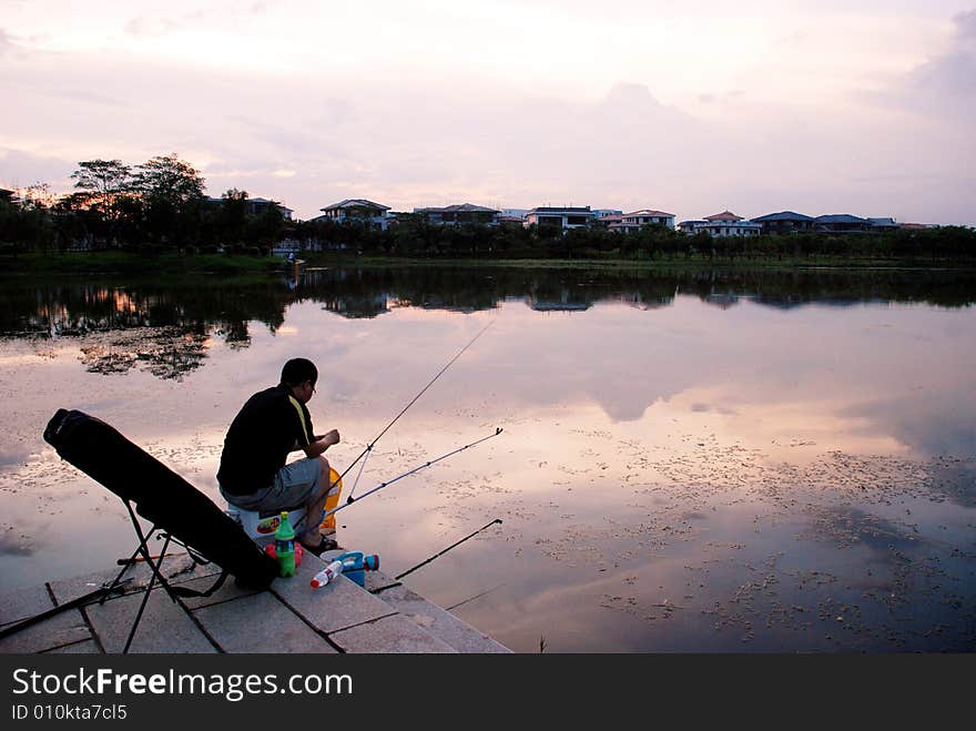 Angling in the sunset