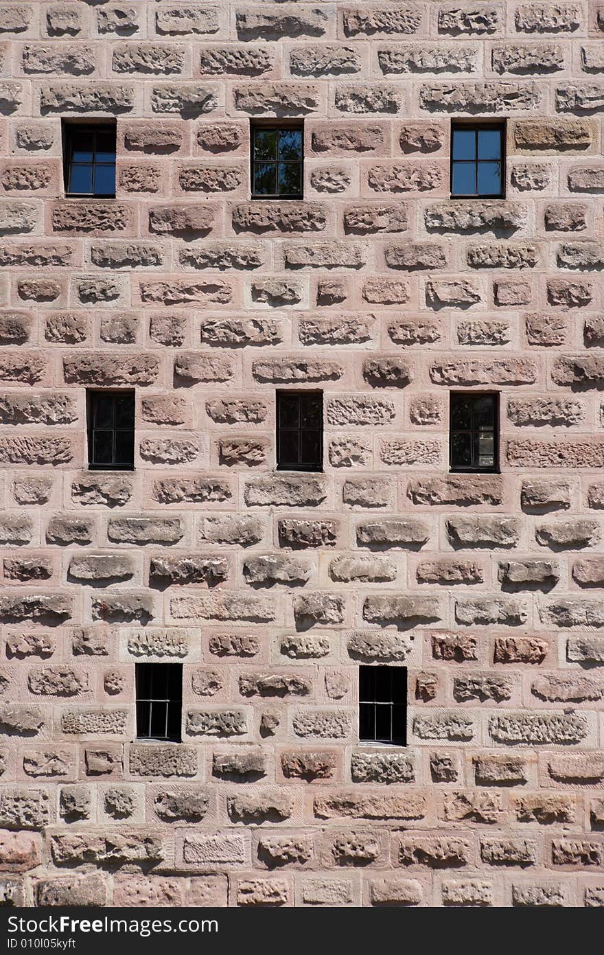 Fortress wall with windows in Nuremberg, Germany