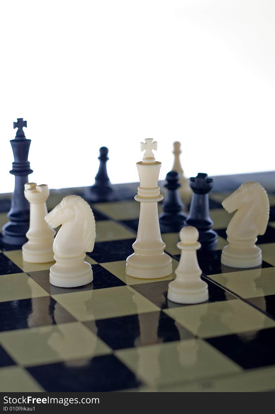 A close-up view of a chess board game. A close-up view of a chess board game.