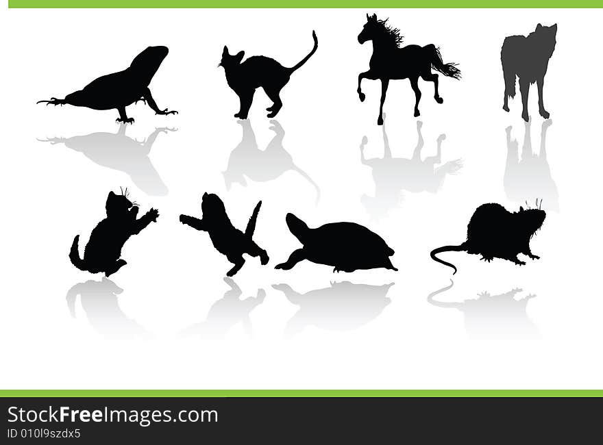 Vector silhouettes of different animals. Vector silhouettes of different animals