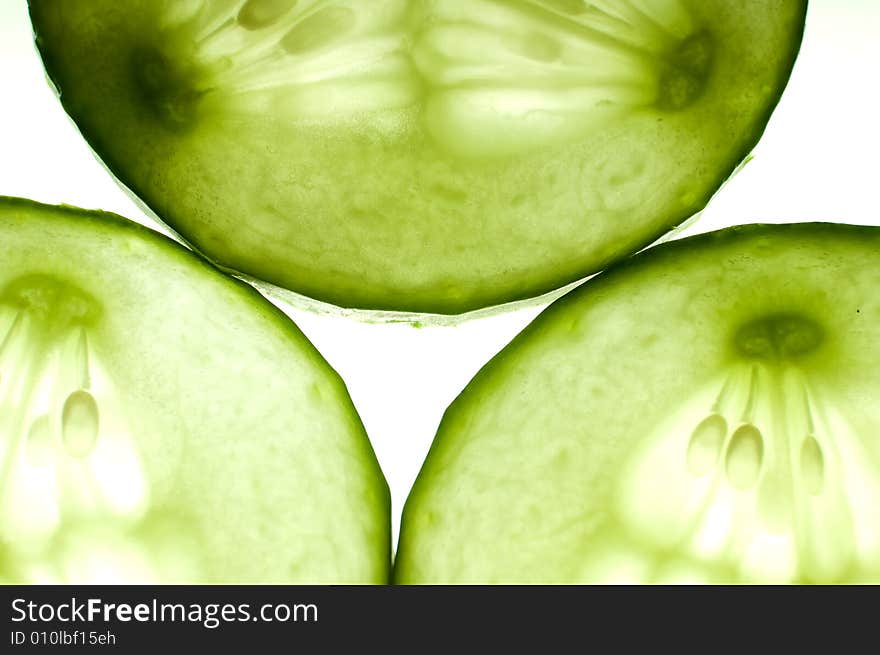 Fresh cucumber silices close up. Fresh cucumber silices close up