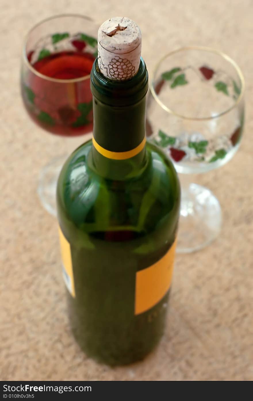 Wine bottle with two wine glasses. Wine bottle with two wine glasses