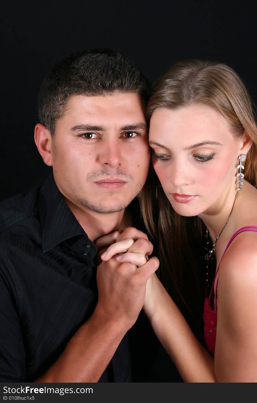 Young couple in love, faces close to one another