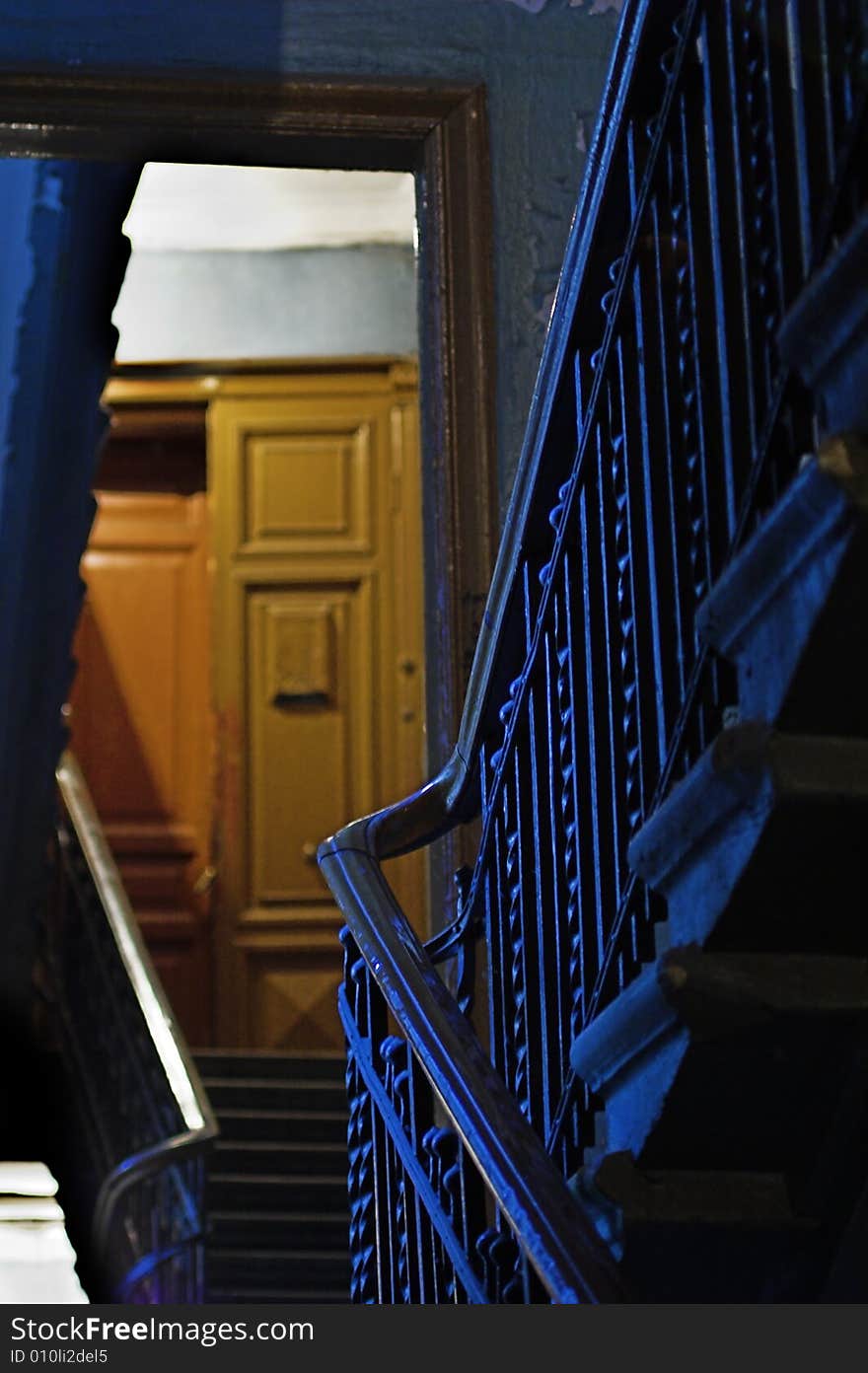 Backstairs in an apartment building.
