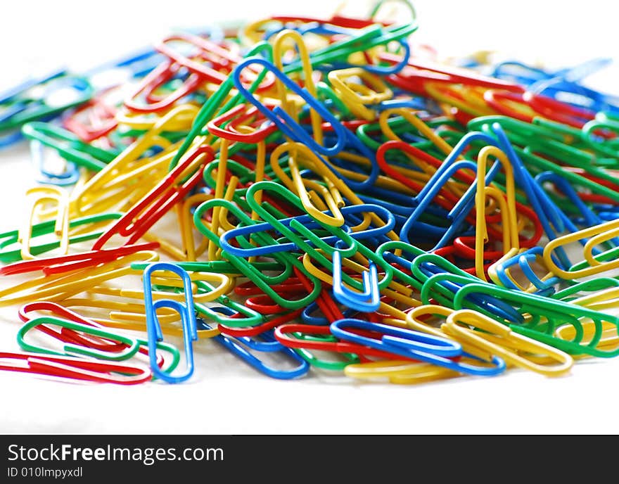 A shot of some coloured paper clips