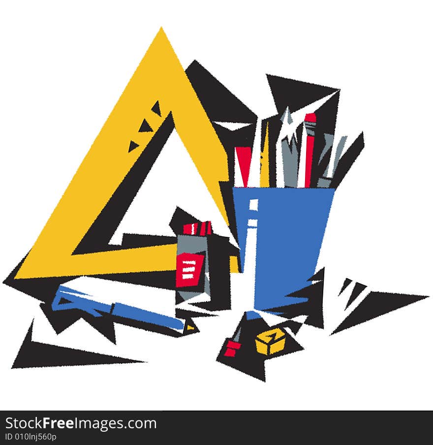 The still life with business tools. Colored Illustration. The still life with business tools. Colored Illustration.