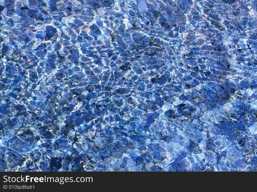 Blue transparent water surface  close-up