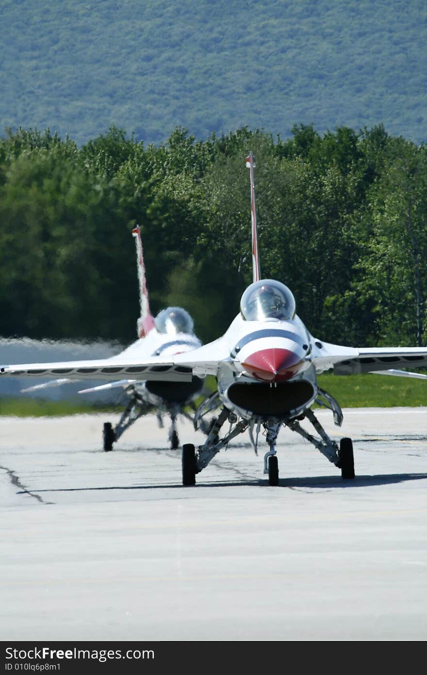 Thunderbird taxiing at air show in Quebec. Thunderbird taxiing at air show in Quebec