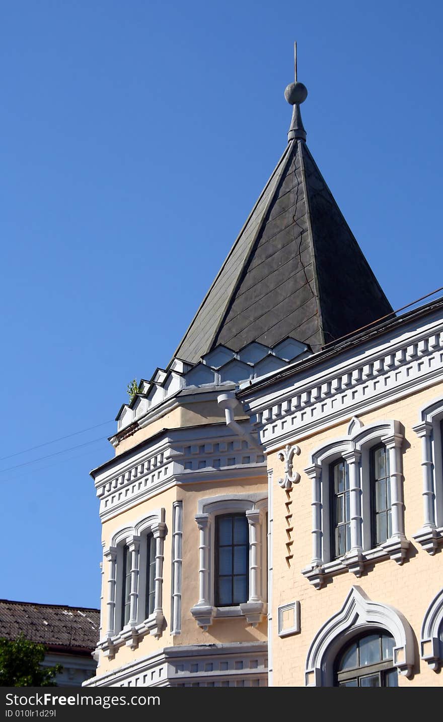 Building exterior and roof in Chernigiv town, Ukraine