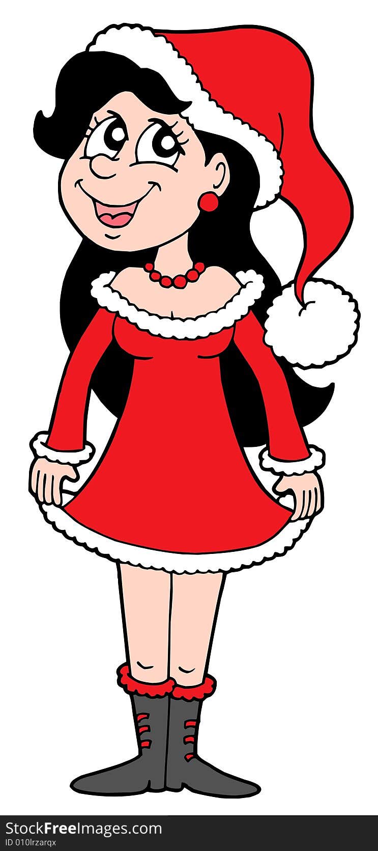Christmas girl in red dress - vector illustration. Christmas girl in red dress - vector illustration.
