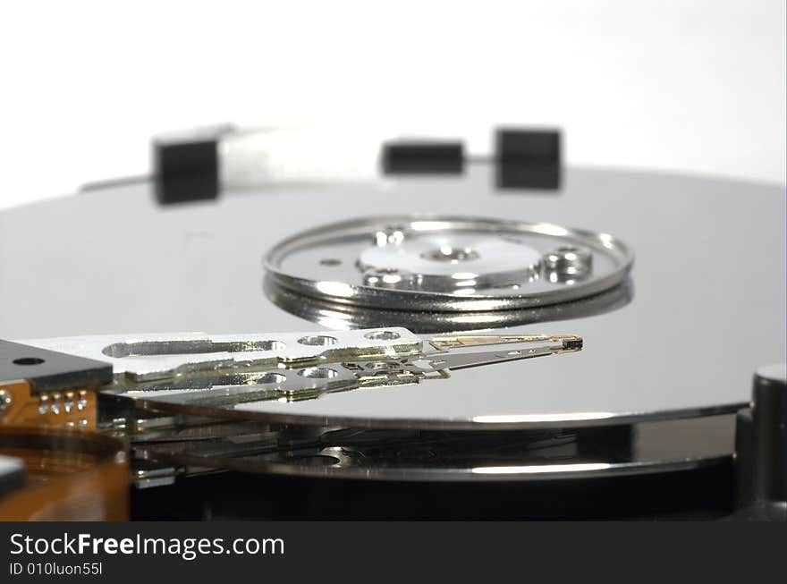 Close up of an opened hard disk. Close up of an opened hard disk