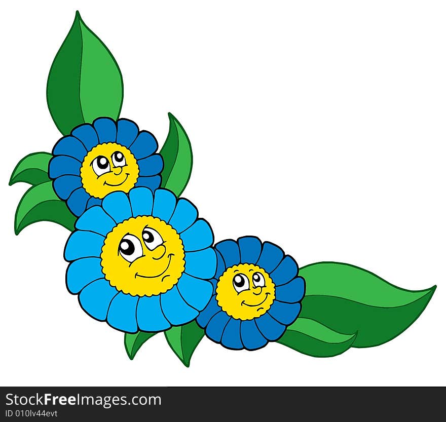 Three blue flowers vector