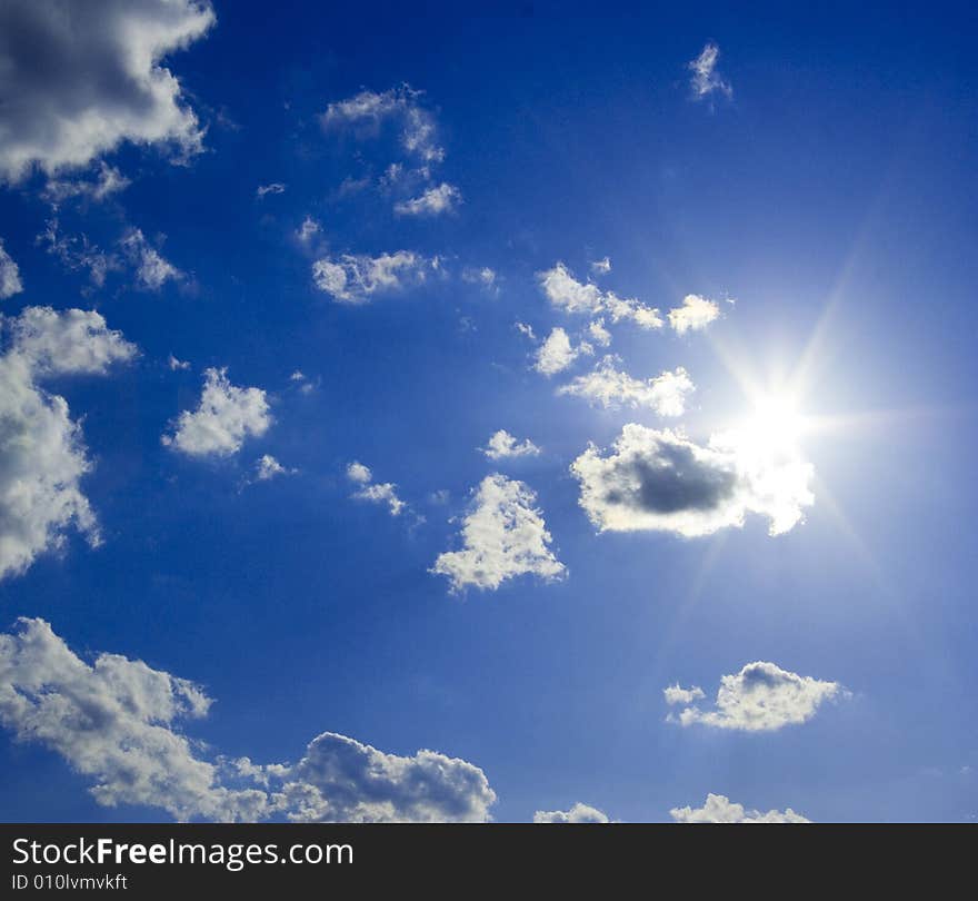 Blue Sky background with tiny clouds