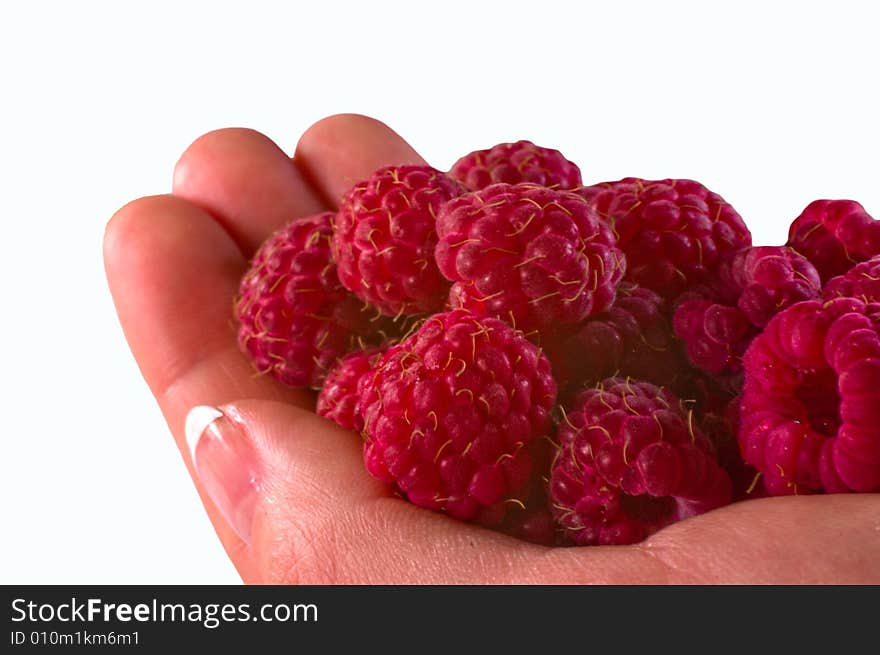 Handfull of beatiful and tasty rasberries. Handfull of beatiful and tasty rasberries