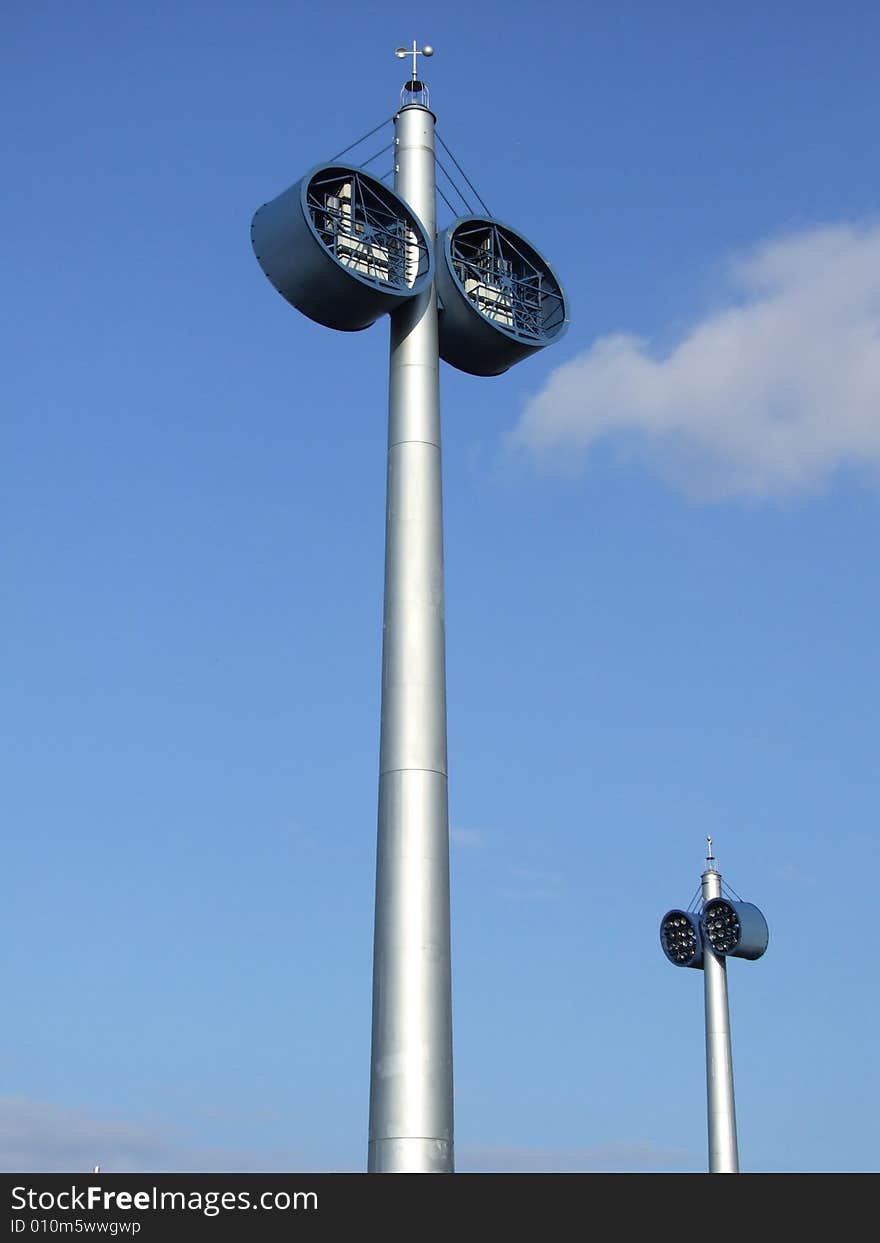 Dark blue spotlight on a football ground