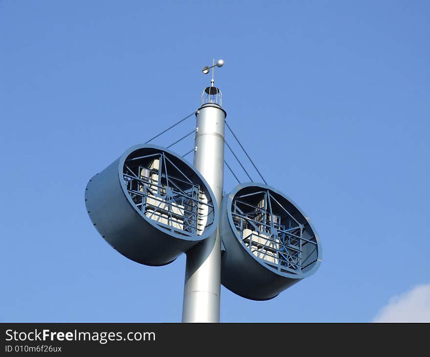 Dark blue spotlight on a football ground