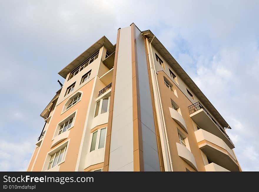 New apartments block, perspective view, wide angle. New apartments block, perspective view, wide angle