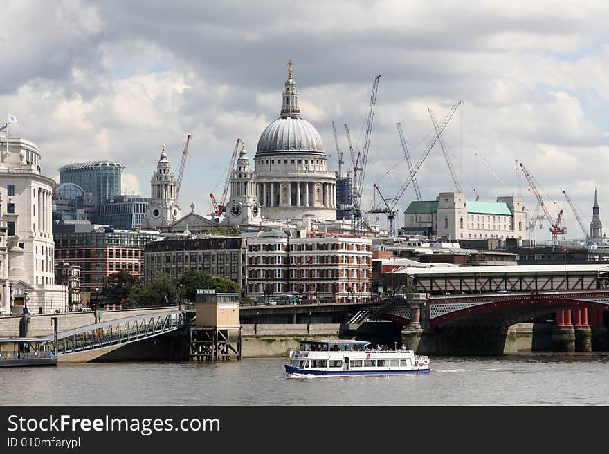 St Paul's Cathedral on the Thames in London. St Paul's Cathedral on the Thames in London