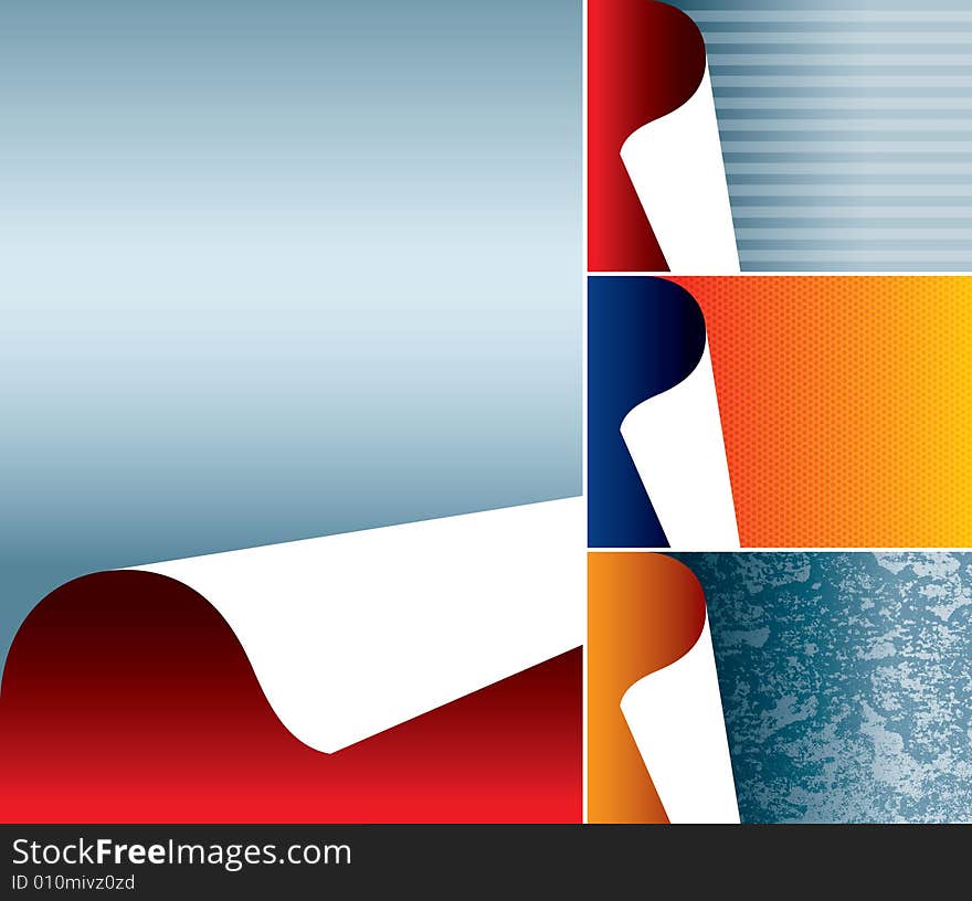 Vector illustration of a paper background with different colour patterns. Vector illustration of a paper background with different colour patterns.