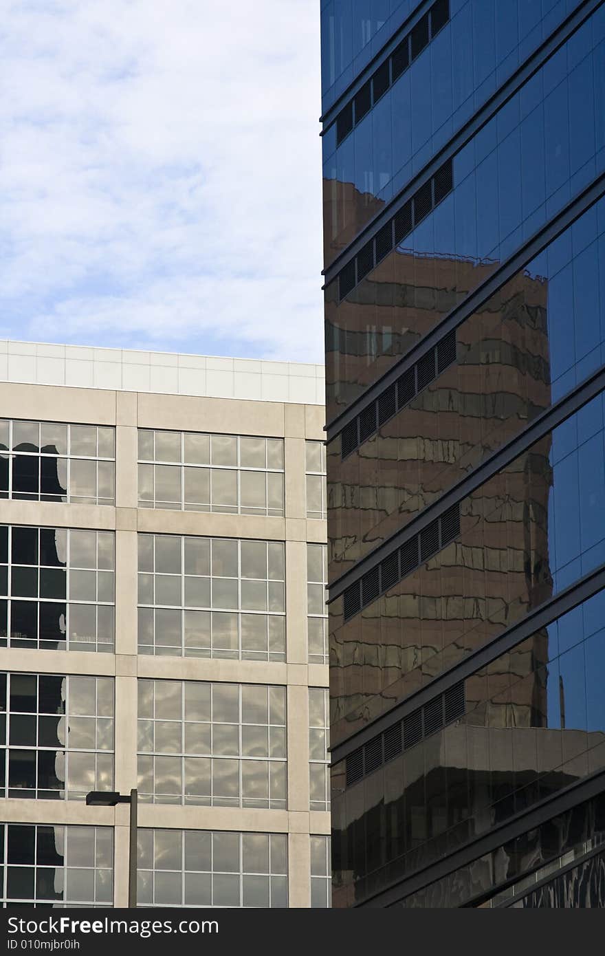 Modern building with glass reflections