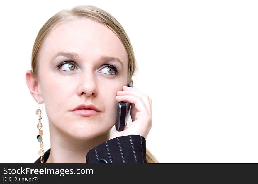 Beautiful woman talking with a cellphone. Beautiful woman talking with a cellphone