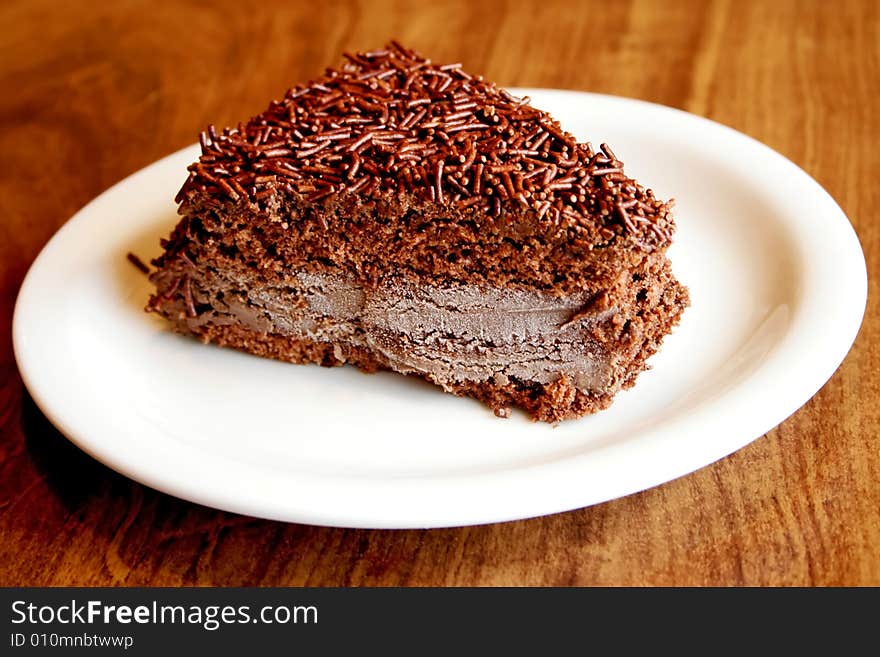 Chocolate cake with granulated brigadier . Chocolate cake with granulated brigadier