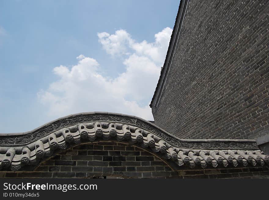 This chinese ancient style roof and wall is included in shao lin temple.