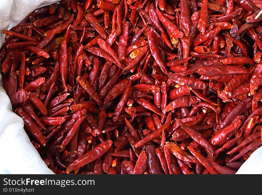 Chili peppers in the market