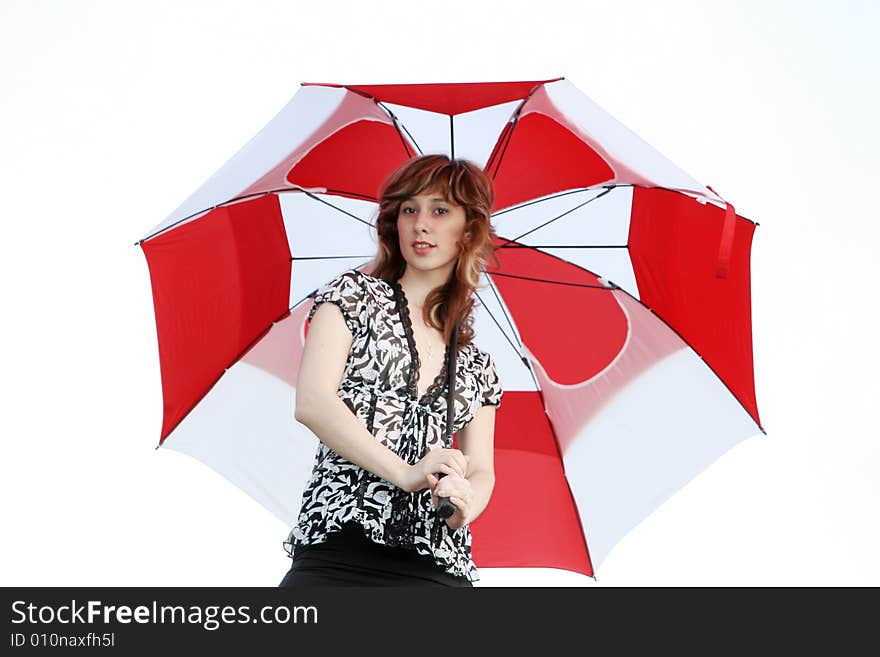 A beautiful girl and an umbrella. A beautiful girl and an umbrella