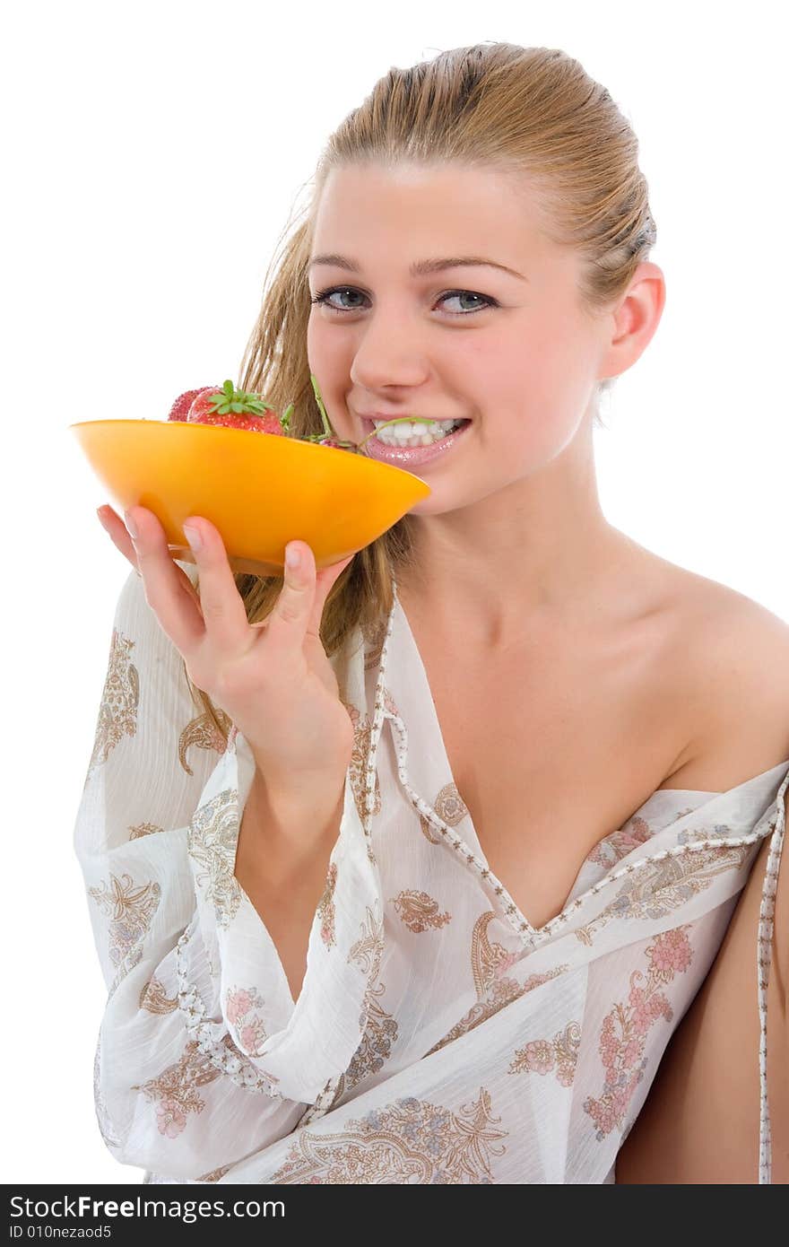 Beautiful girl with strawberry