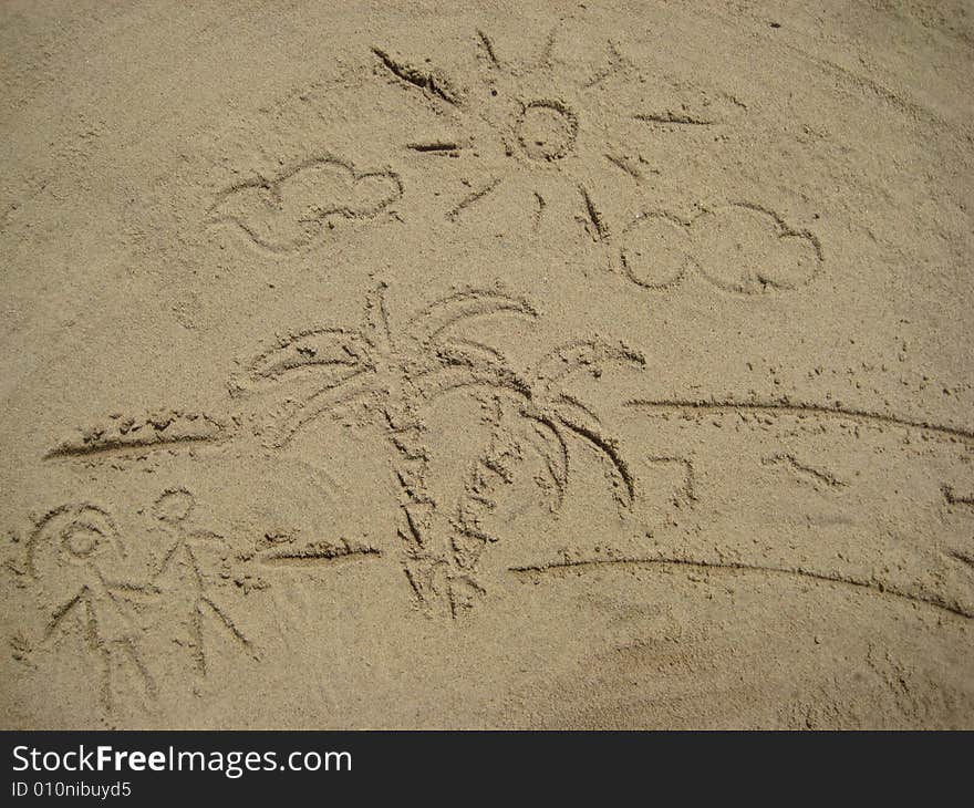 Figures beach on sand