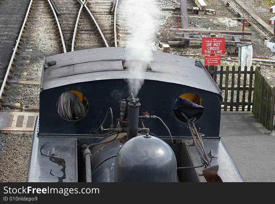 Steam train in shunting yard