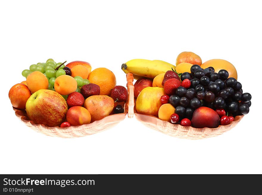 Bowl of fruits on a white background. Bowl of fruits on a white background.