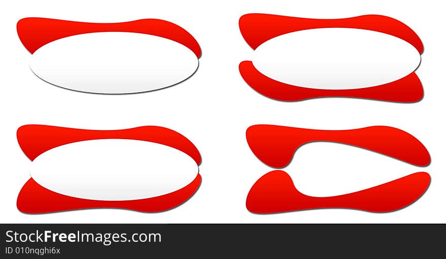 There are four different composition of banners. Red and white ovals, waiting for your text. There are four different composition of banners. Red and white ovals, waiting for your text.