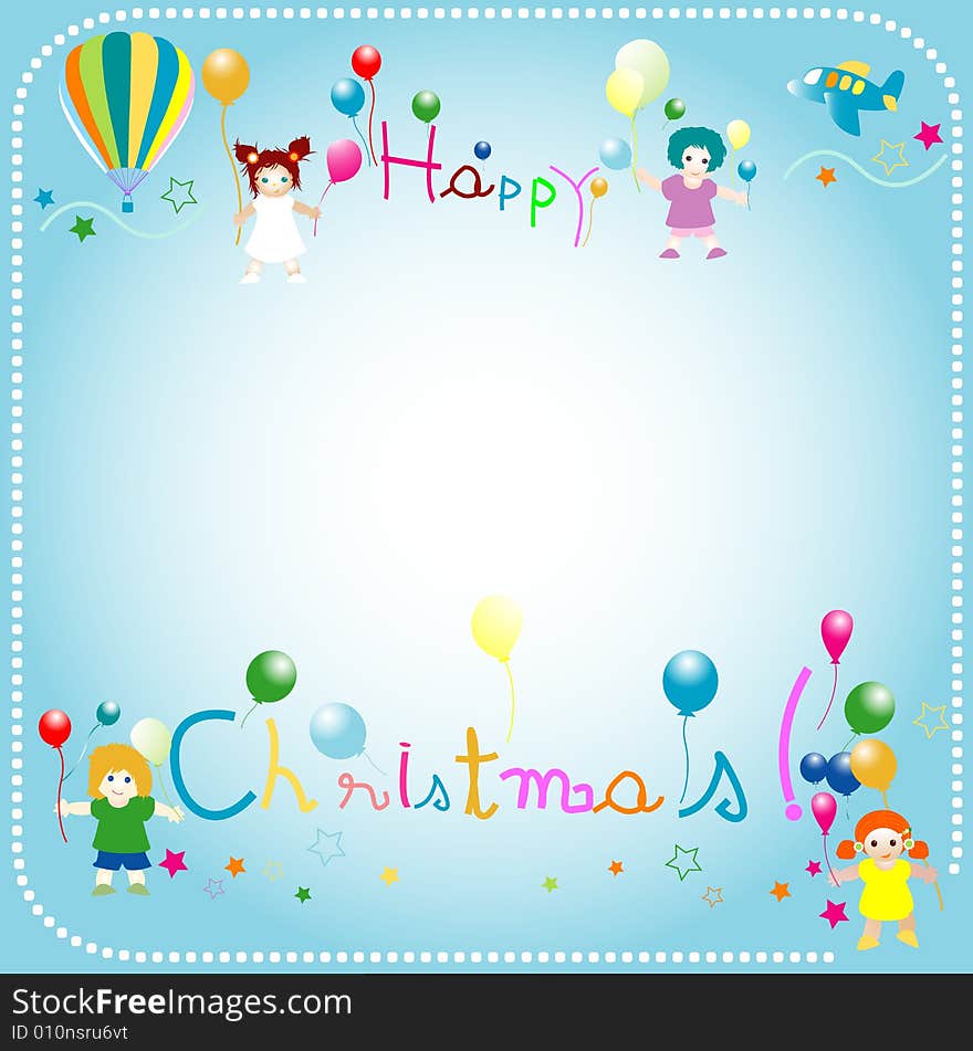 Little happy friends at Christmas; background for kids