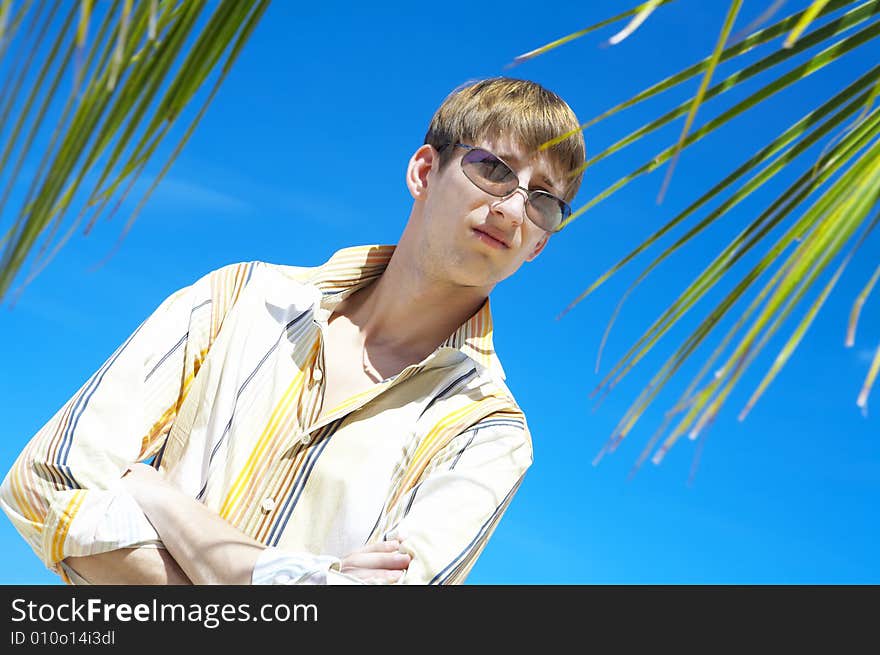 Portrait of young gorgeous male in outdoor environment. Portrait of young gorgeous male in outdoor environment