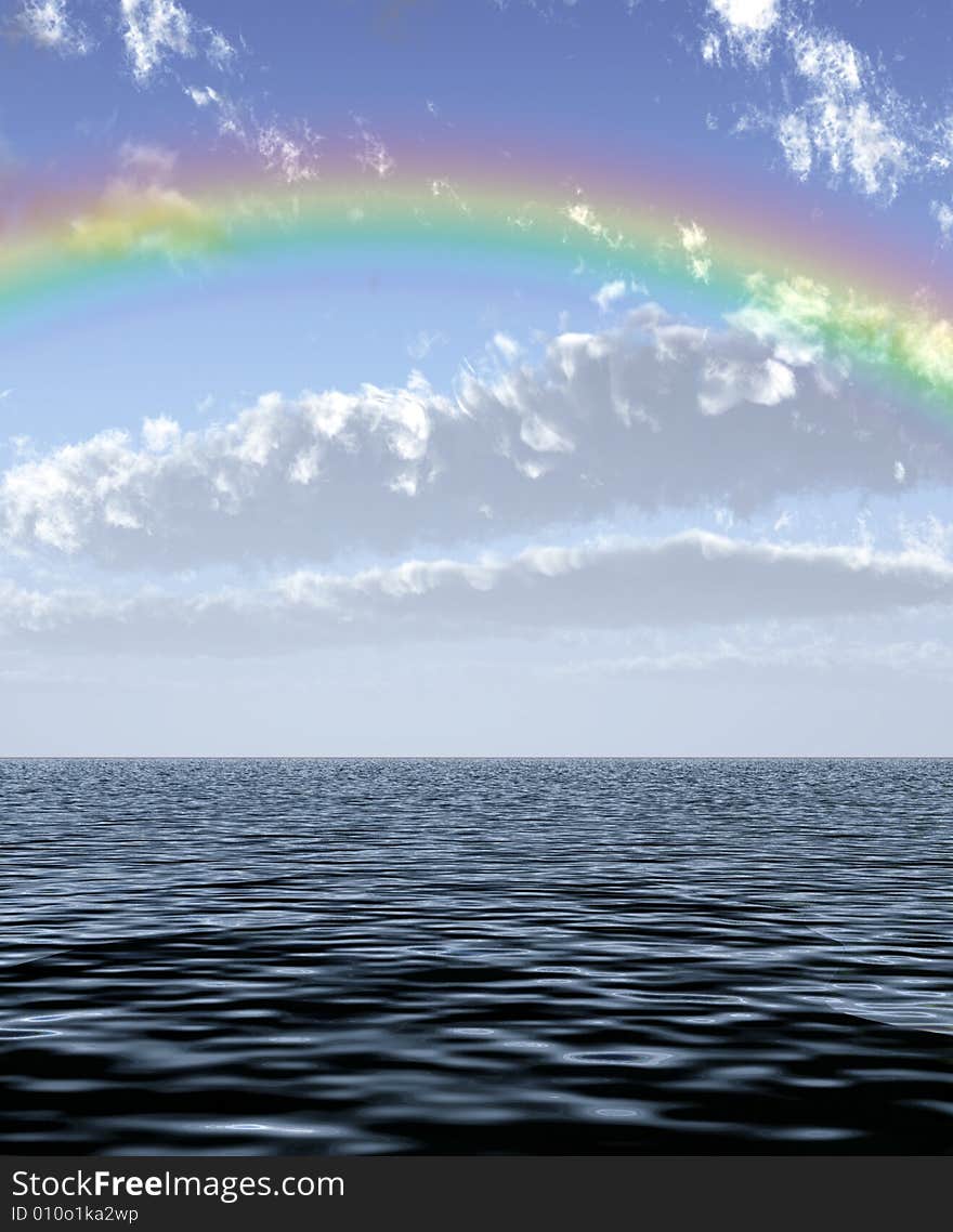 Beautiful rainbow over the sea