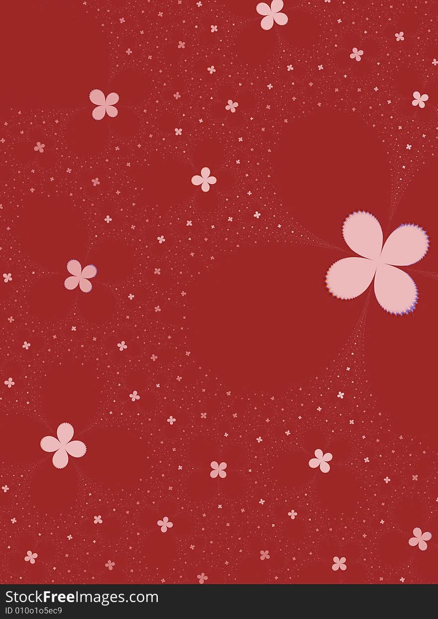 Abstract flowers on a red background