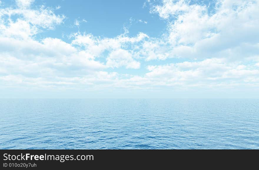 Beautiful summer seascape. 3d image. Beautiful summer seascape. 3d image