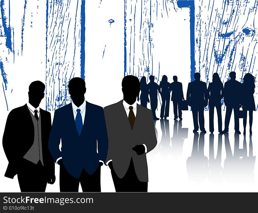 Illustration of business people, blue