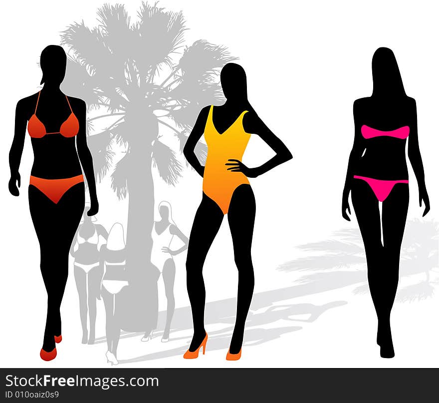 Illustration of women in bathing-dress
