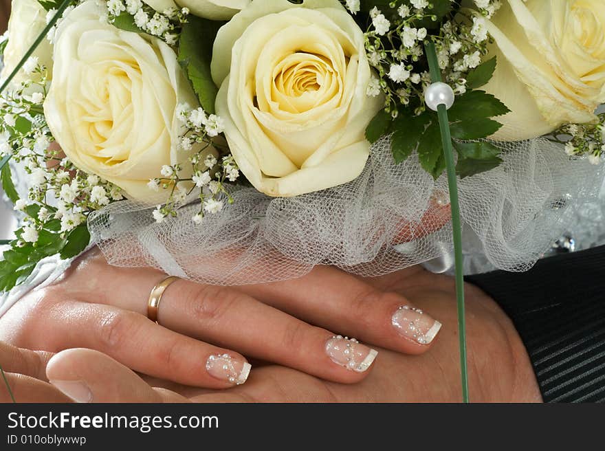 Wedding Bouquet At Hands